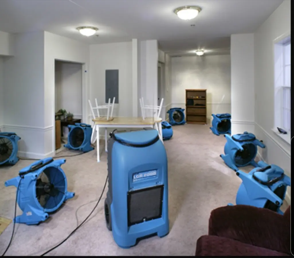 Air movers and dehumidifier setup for Water Extraction & Removal in Tuckahoe
